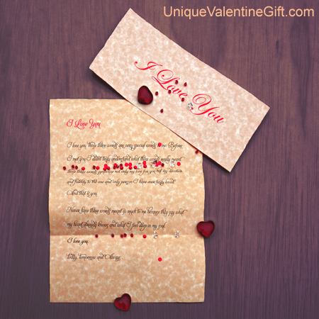 Purchase your I Love You Letter online at uniquevalentinegift.com