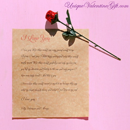 Purchase your Love Letter & Chocolate Rose online at uniquevalentinegift.com - Have a Special Valentine's Day