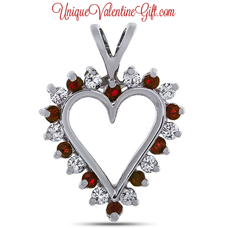 Diamond and Ruby Prong Set Heart Pendant Diamond and Ruby Prong Set Heart Pendant