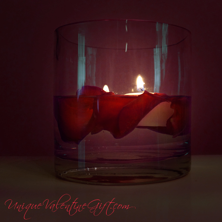 Floating Lovers Candle And Rose Petals