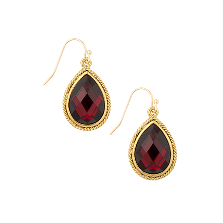 Red Room Siam Faceted Teardrop Earrings