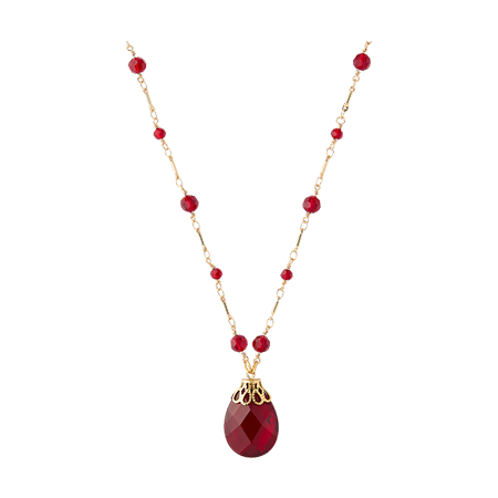 Red Siam Faceted Briolette Pendant Necklace Red Siam Faceted Briolette Pendant Necklace
